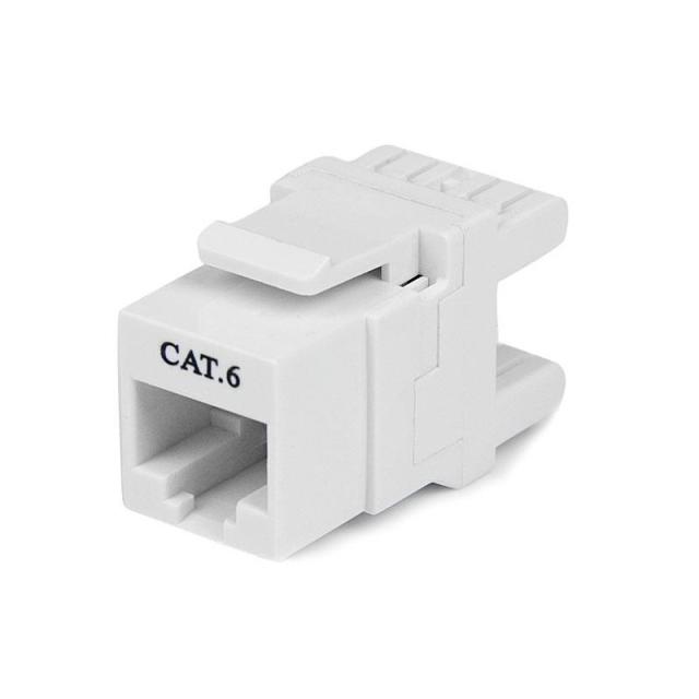 StarTech.com - Jack Conector de Pared Módulo Keystone RJ45 Hembra Cat6 de Red 180º - Blanco - Tipo 110