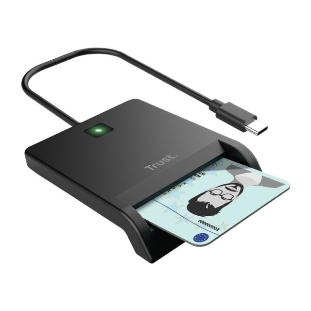 Trust - 26253 lector de tarjeta inteligente Interior USB Tipo C Negro