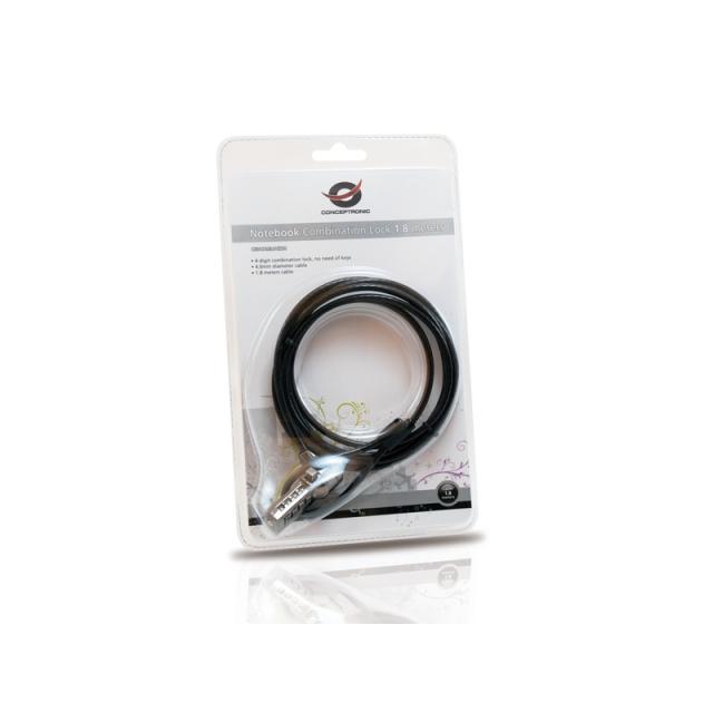 Conceptronic - CNBCOMLOCK18 cable antirrobo Negro 1,8 m