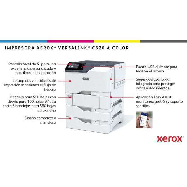 Xerox - VersaLink C620 A4 50 ppm Impresora a doble cara PS3 PCL5e/6 2 bandejas 650 hojas