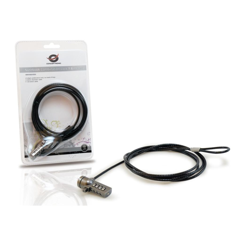 Conceptronic - CNBCOMLOCK18 cable antirrobo Negro 1,8 m
