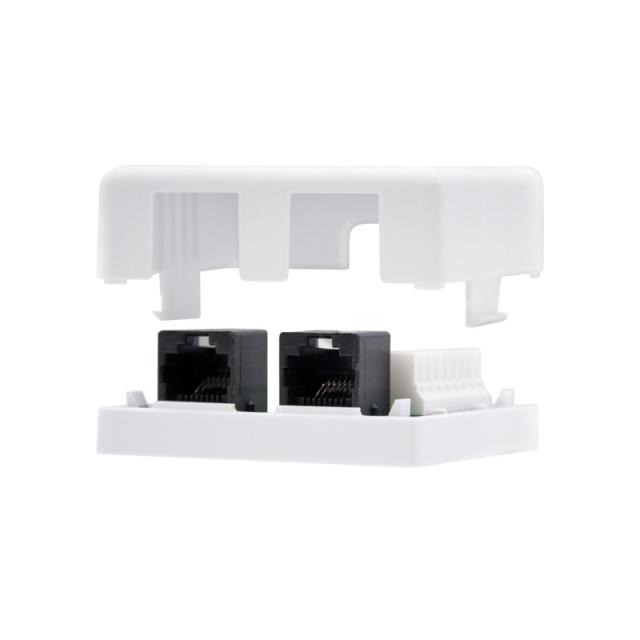 Nanocable - ROSETA DE SUPERFICIE PARA RJ45 CAT.6 2 TOMAS, BLANCO