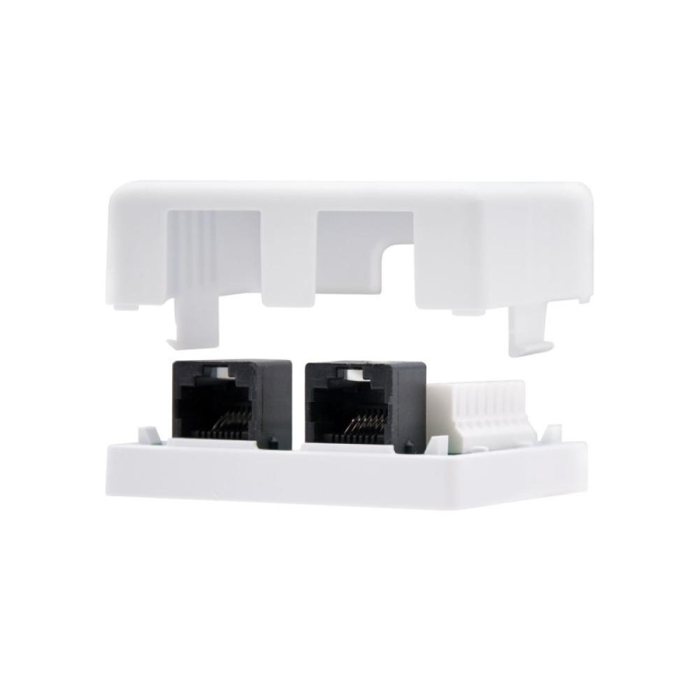 Nanocable - ROSETA DE SUPERFICIE PARA RJ45 CAT.6 2 TOMAS, BLANCO