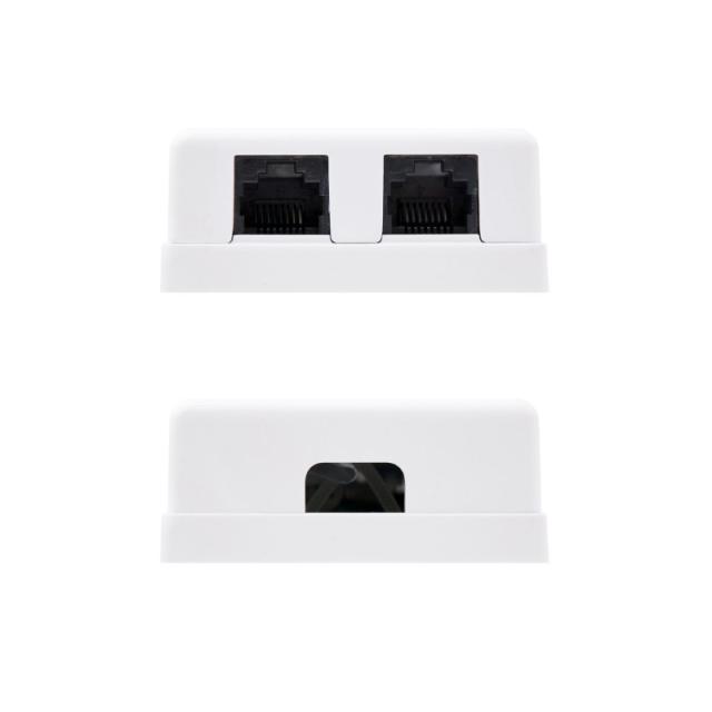 Nanocable - ROSETA DE SUPERFICIE PARA RJ45 CAT.6 2 TOMAS, BLANCO