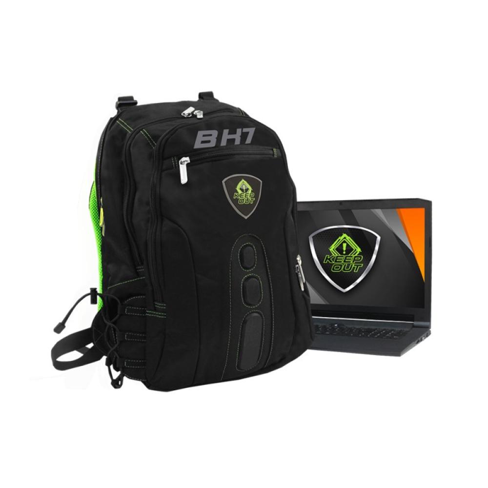 KeepOut - BK7G mochila Negro, Verde Nylon