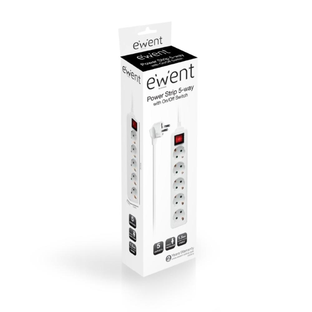 Ewent - EW3916 base múltiple 1,5 m 5 salidas AC Interior Blanco