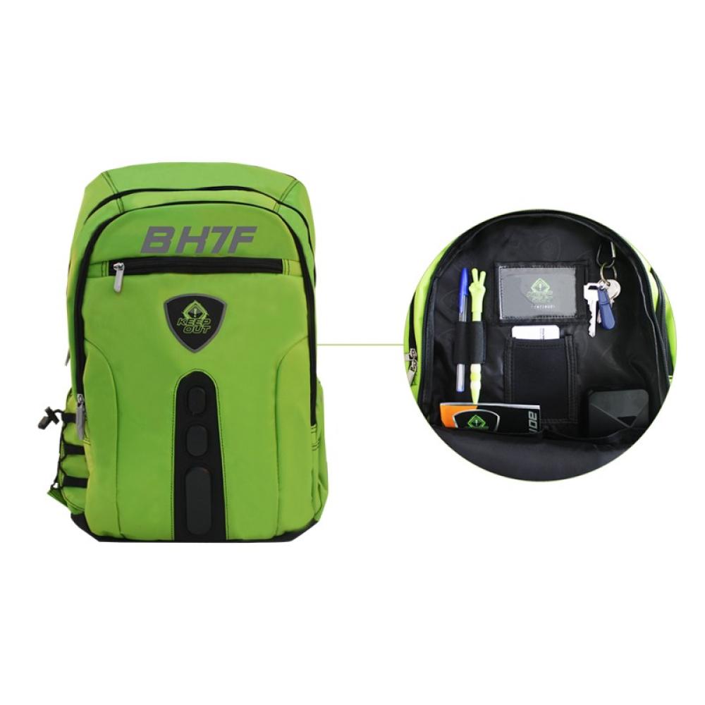 KeepOut - BK7F mochila Negro, Verde Imitación piel, Nylon - BK7FG