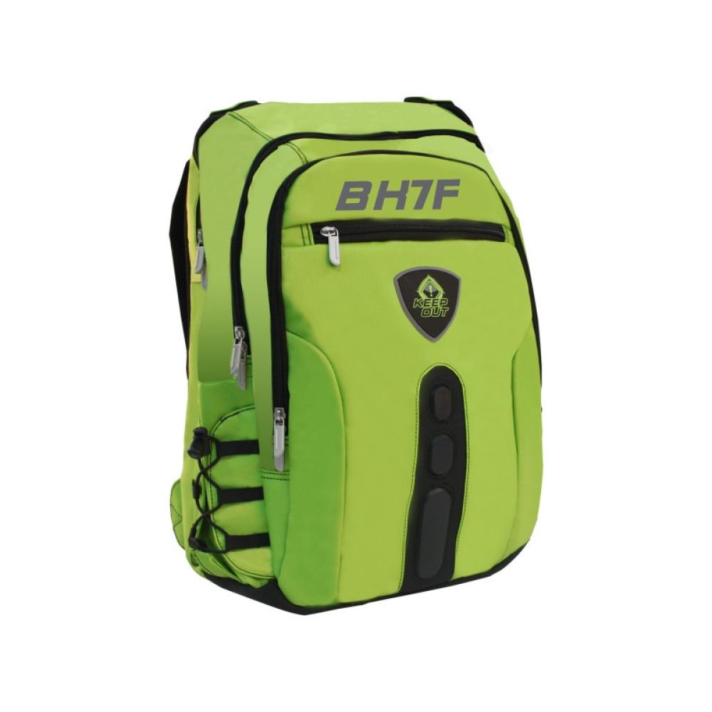 KeepOut - BK7F mochila Negro, Verde Imitación piel, Nylon - BK7FG