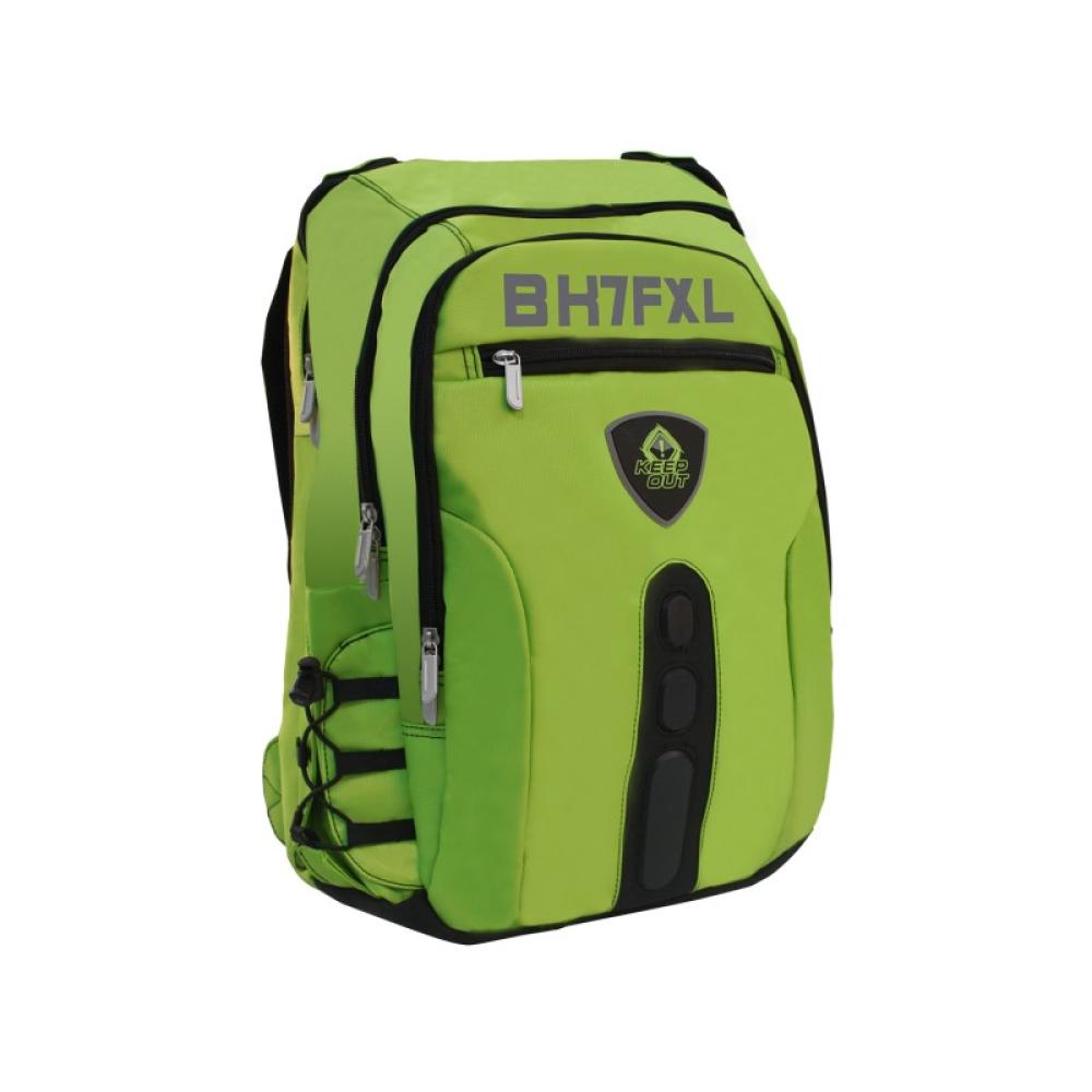 KeepOut - BK7F mochila Negro, Verde Imitación piel, Nylon - BK7FGXL