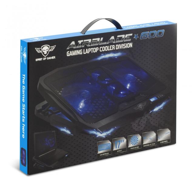 Spirit of Gamer - Airblade 600 almohadilla fría 43,2 cm (17") 1500 RPM Negro, Azul