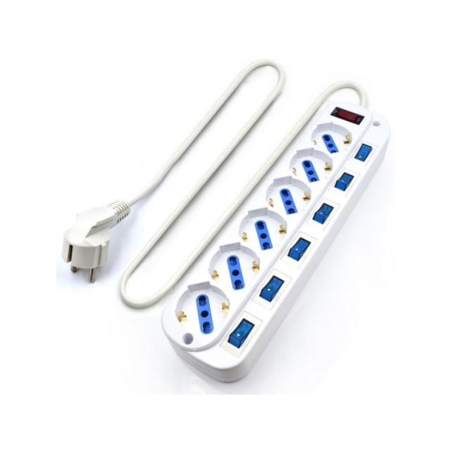 Ewent - EW3932-3M limitador de tensión Blanco 6 salidas AC