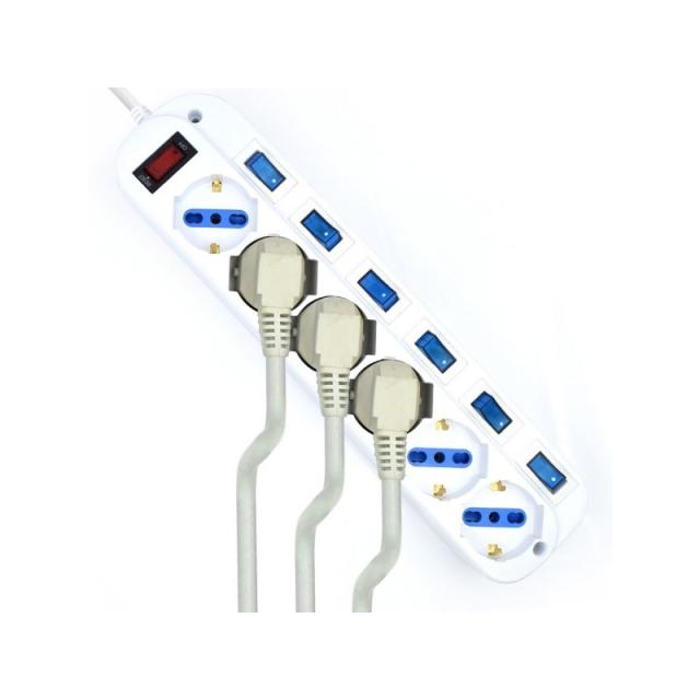 Ewent - EW3932-5M limitador de tensión Blanco 6 salidas AC