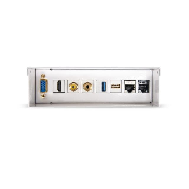 Nanocable - Caja de conexiones multimedia de pared VGA+HDMI+JACK3.5+RCA+2xUSB+2xRJ45, Blanco