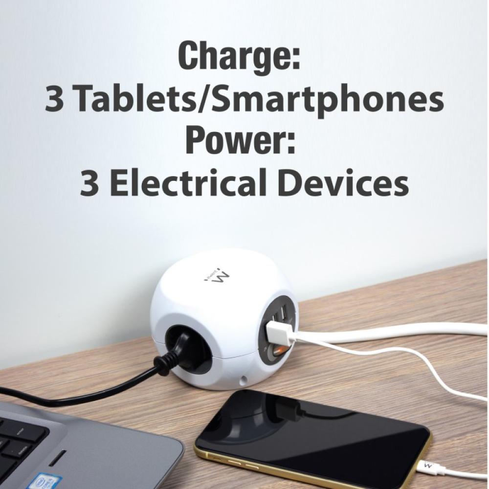 Ewent - EW3939 base múltiple 1,5 m 3 salidas AC Interior Blanco