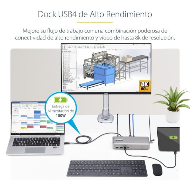 StarTech.com - Docking Station USB4 - USB-C de 40Gbps - Vídeo Doble HDMI - Hasta 1x 8K 60Hz 4:4:4 (RGB) o 2x 4K 120Hz 4:2:2 - co