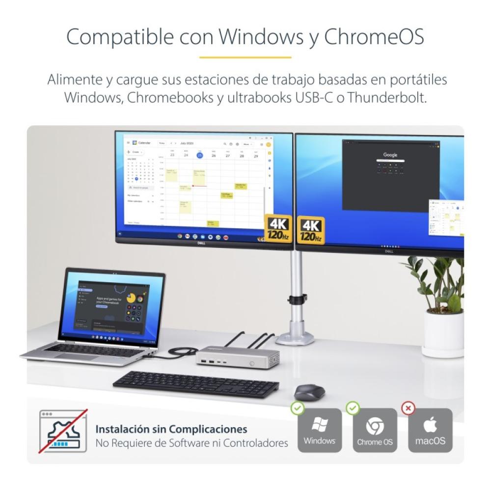 StarTech.com - Docking Station USB4 - USB-C de 40Gbps - Vídeo Doble HDMI - Hasta 1x 8K 60Hz 4:4:4 (RGB) o 2x 4K 120Hz 4:2:2 - co