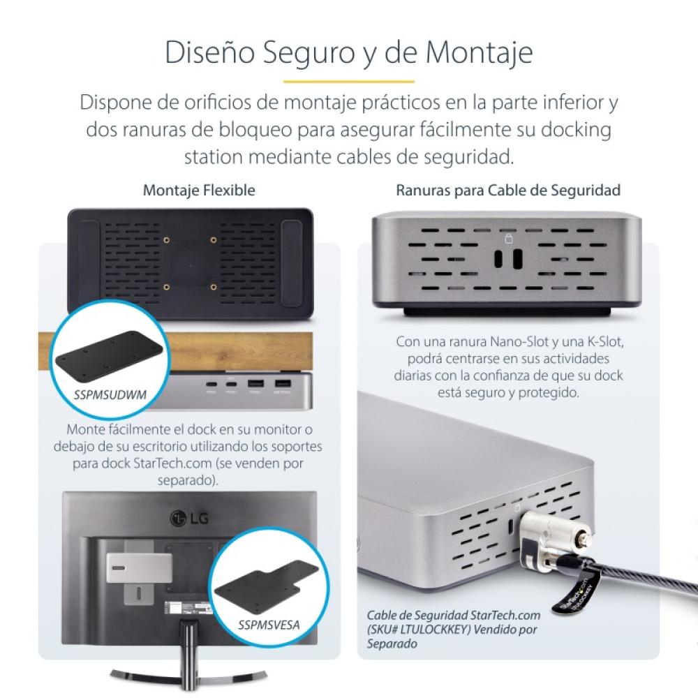 StarTech.com - Docking Station USB4 - USB-C de 40Gbps - Vídeo Doble HDMI - Hasta 1x 8K 60Hz 4:4:4 (RGB) o 2x 4K 120Hz 4:2:2 - co