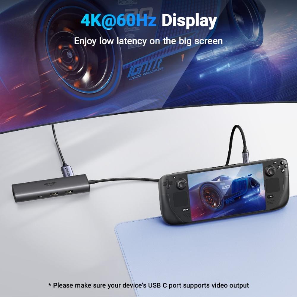 Ugreen - REVODOK 6-IN-1 4K@60HZ HDMI ETH DOCK Acoplamiento Base Gris