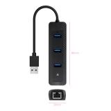 Nanocable - Hub USB-A 3.0 a 3xUSB-A 3.0 + RJ45, USB-A/M- USB-A/M-RJ45/H, Negro, 15 cm