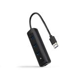 Nanocable - Hub USB-A 3.0 a 3xUSB-A 3.0 + RJ45, USB-A/M- USB-A/M-RJ45/H, Negro, 15 cm