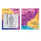 Nanocable - Hub USB-C 8 en 1, Conversor USB-C 3.1 a 3xUSB-A 3.0 + HDMI 4K@60Hz + USB-C PD + RJ45 1Gbps + TF + SD, Aluminio, Gris