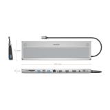 AISENS - USB-C Dock 12 en 1, USB-C a 2xHDMI, 1xDisplayPort, 1xRJ45, 3xUSB-A, 1xUSB-C, 1xUSB-C PD, 1xSD, 1xMicro SD, 1xAudio, Gri