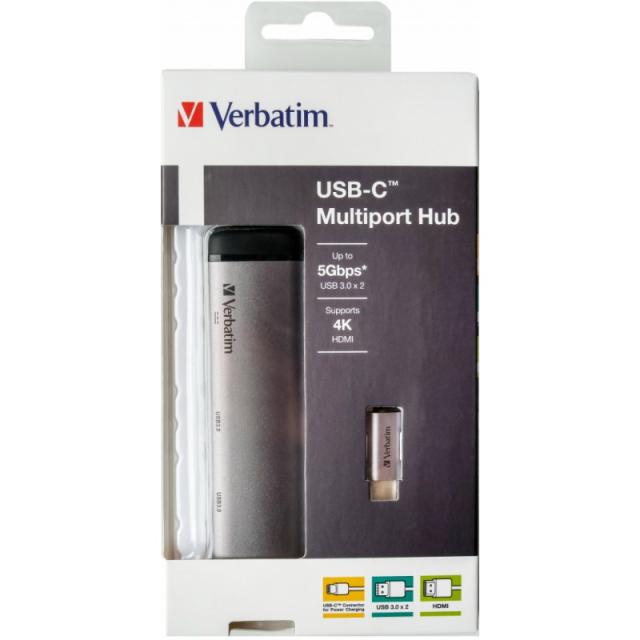 Verbatim - 49140 base para portátil y replicador de puertos USB 3.2 Gen 1 (3.1 Gen 1) Type-C