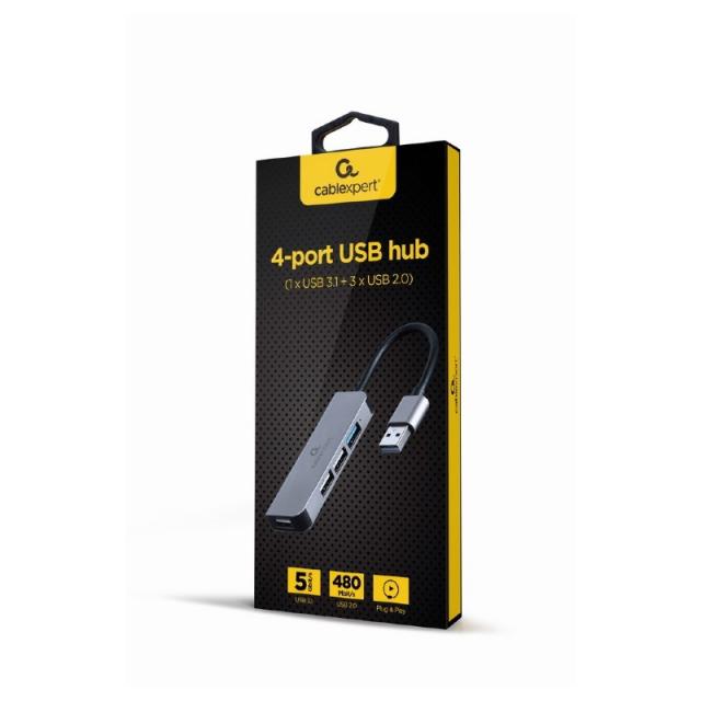 Gembird - UHB-U3P1U2P3-01 base para portátil y replicador de puertos Alámbrico USB 3.2 Gen 1 (3.1 Gen 1) Type-C Plata