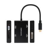 Nanocable - Conversor USB-C/M a HDMI/H + DVI/H + DP/H + VGA/H, Negro, 10 cm