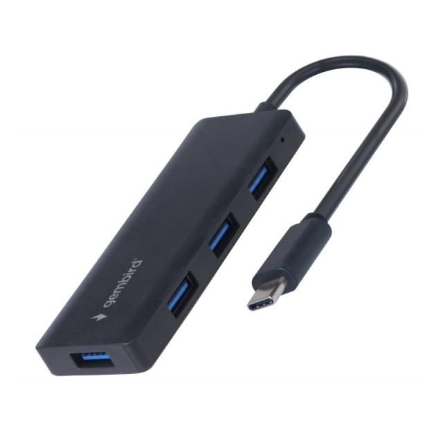 Gembird - UHB-CM-U3P4-02 base para portátil y replicador de puertos Alámbrico USB 3.2 Gen 1 (3.1 Gen 1) Type-C Negro