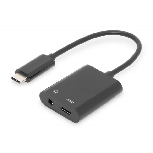 Digitus - Adaptador / convertidor USB-C, USB-C a USB-C + conector de 3,5 mm