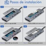 Leotec - Docking Station 8 en 1 con ranura M.2 para SSD