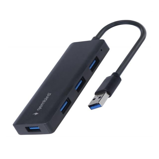Gembird - UHB-U3P4-03 base para portátil y replicador de puertos Alámbrico USB 3.2 Gen 1 (3.1 Gen 1) Type-A Negro