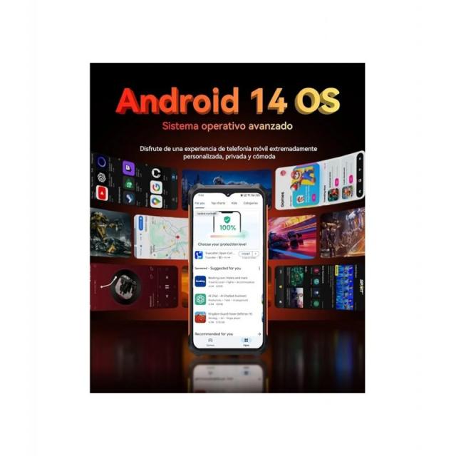 Cubot - King Kong ES 16,5 cm (6.5") SIM doble Android 14 4G USB Tipo C 6 GB 128 GB 5100 mAh Negro, Naranja