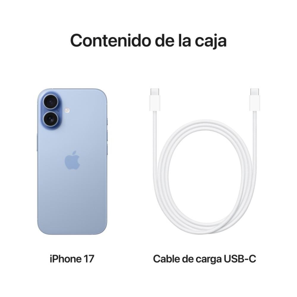 Apple - iPhone 17 16 cm (6.3") SIM doble iOS 26 5G USB Tipo C 512 GB Azul