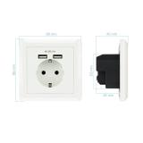Nanocable - Base de enchufe de pared tipo schuko con 2 tomas USB Max. 2.4A, blanca