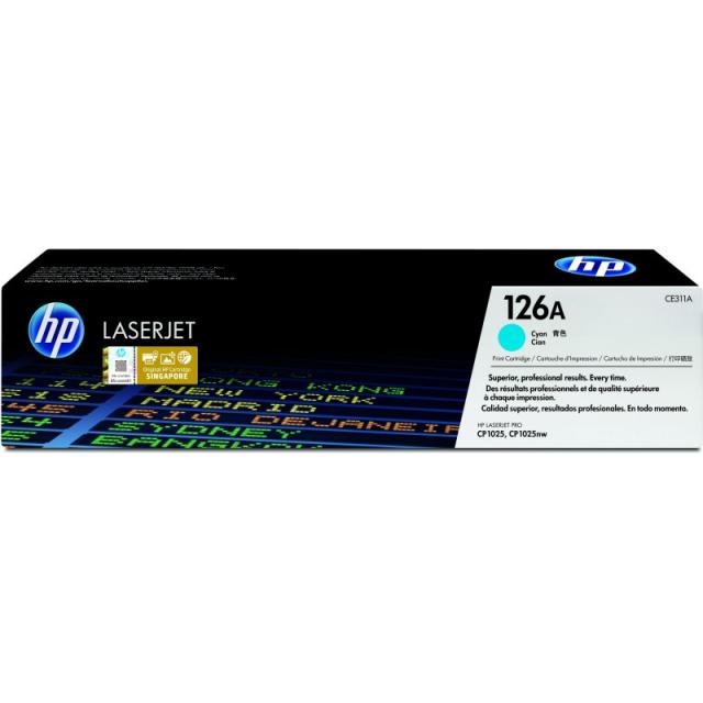 HP - Cartucho de tóner original LaserJet 126A cian