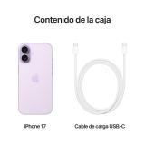 Apple - iPhone 17 16 cm (6.3") SIM doble iOS 26 5G USB Tipo C 512 GB Lavanda