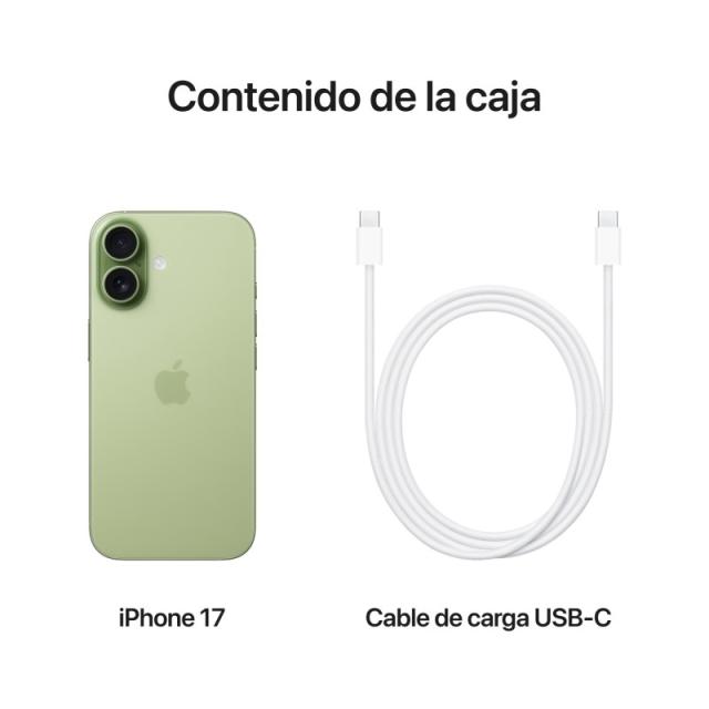 Apple - iPhone 17 16 cm (6.3") SIM doble iOS 26 5G USB Tipo C 512 GB Salvia