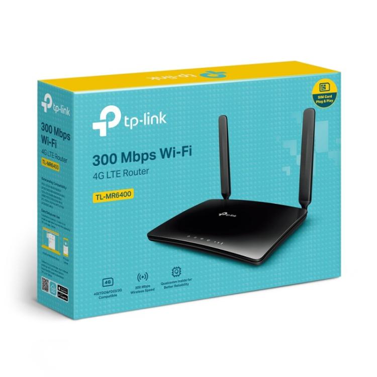 TP-Link - TL-MR6400 router inalámbrico Ethernet rápido Banda única (2,4 GHz) 4G Negro - TL-MR6400