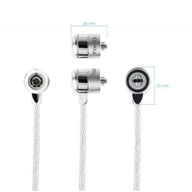 TooQ - TQCLKC0025 cable antirrobo Plata 1,5 m