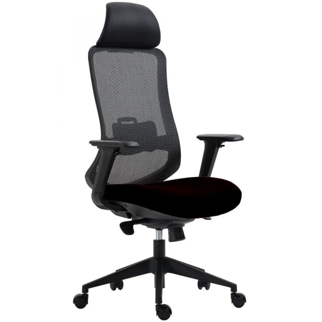 Sillón de oficina ARANJUEZ, alto, negro, ergonómico, multifunción, malla y asiento negro