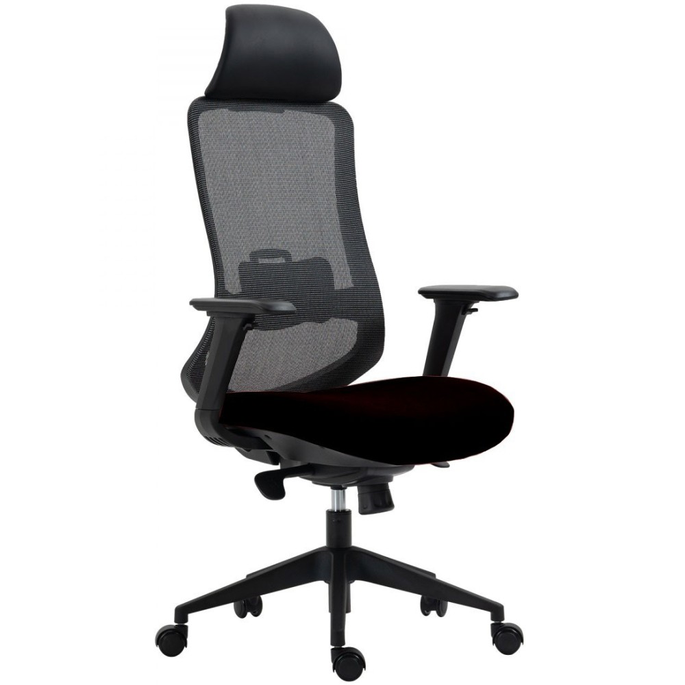 Sillón de oficina ARANJUEZ, alto, negro, ergonómico, multifunción, malla y asiento negro