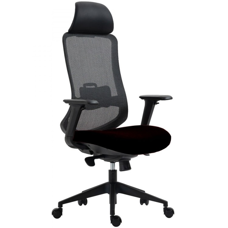 Sillón de oficina ARANJUEZ, alto, negro, ergonómico, multifunción, malla y asiento negro