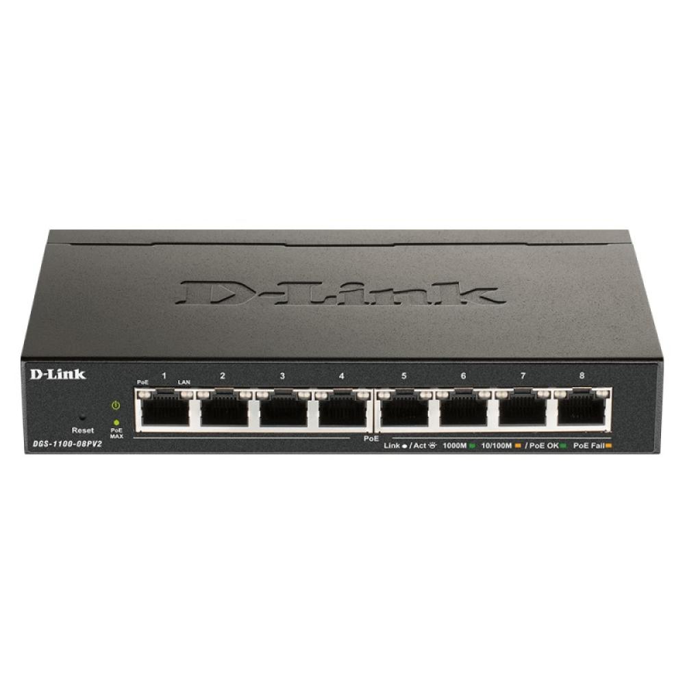 D-Link - DGS-1100-08PV2/B Gestionado L2/L3 Gigabit Ethernet (10/100/1000) Energía sobre Ethernet (PoE) Negro