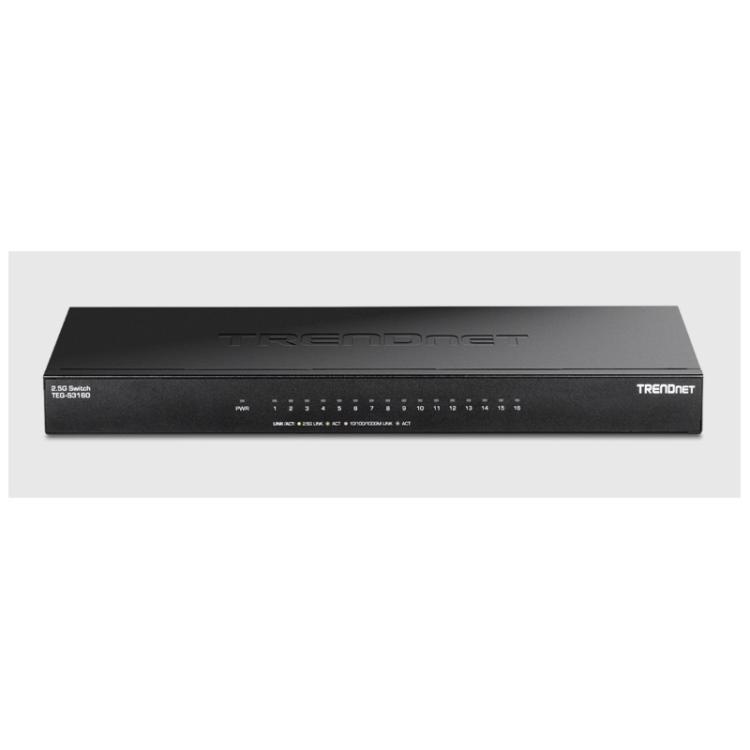 Trendnet - TEG-S3160 switch No administrado 2.5G Ethernet (100/1000/2500) Escritorio Negro
