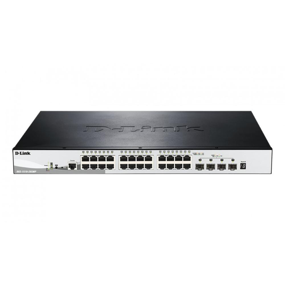 D-Link - DGS-1510-28XMP switch Gestionado L2/L3 Gigabit Ethernet (10/100/1000) Energía sobre Ethernet (PoE) Negro, Gris
