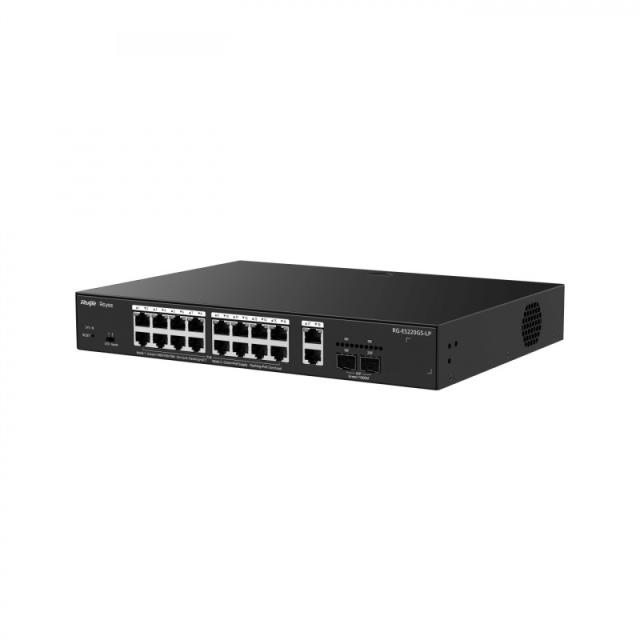 Ruijie Networks - RG-ES220GS-LP switch Gestionado L2 Gigabit Ethernet (10/100/1000) Energía sobre Ethernet (PoE) Escritorio Negr