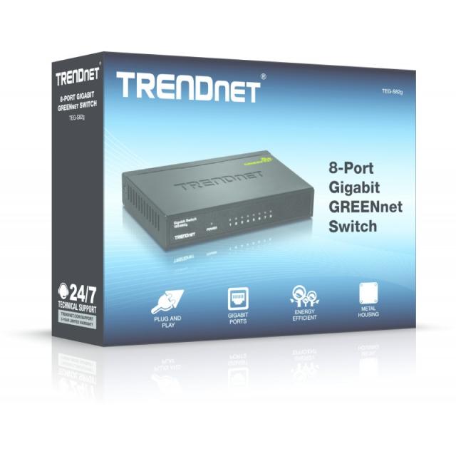Trendnet - GREENnet No administrado Gigabit Ethernet (10/100/1000) Negro