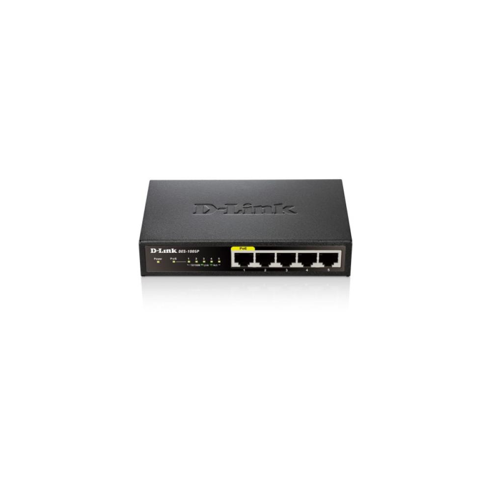 D-Link - DES-1005P No administrado Fast Ethernet (10/100) Energía sobre Ethernet (PoE) Negro